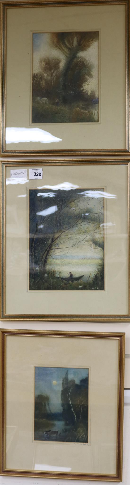 William Brock, three watercolours, largest 30 x 22cm